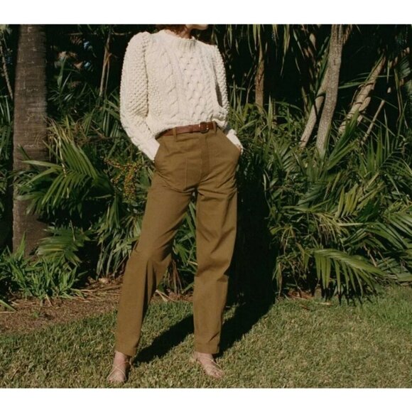 💕DOEN💕 Walker Pant ~ Barrel Leg Button Fly Pants Boscage 12 NWT - Picture 2 of 15